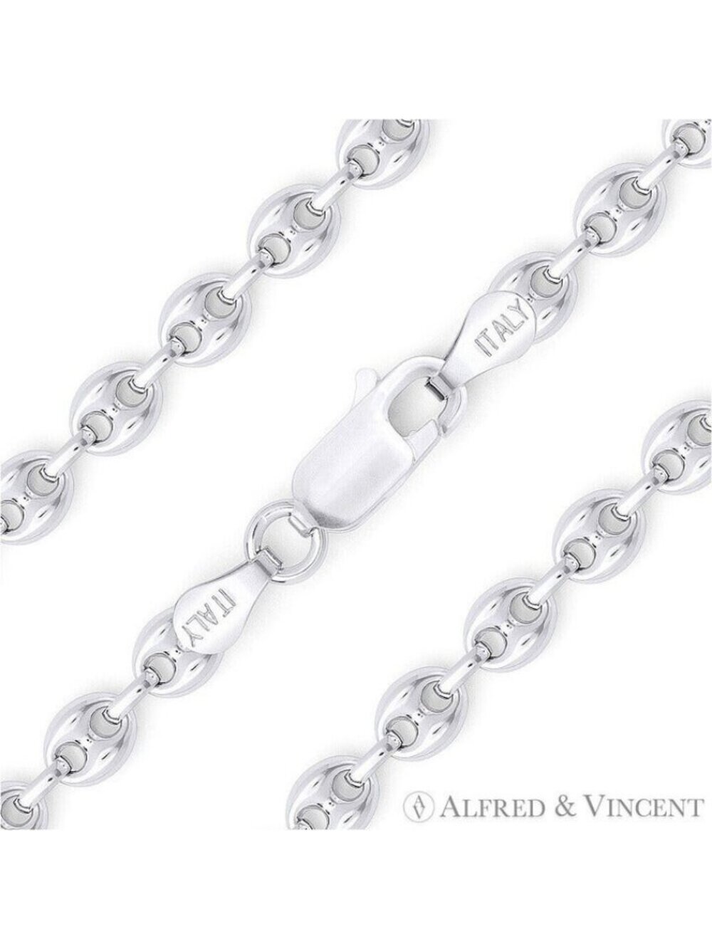 5.2mm Puffed Marina / Mariner Link Chain Bracelet in .925 Sterling Silver - 7"